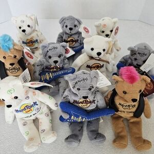 Hard Rock Cafe Collectible Bears (10 Total) Variety Of Styles All With Tags